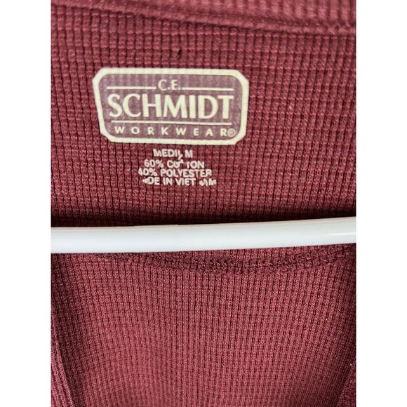 C.E. Schmidt Workwear Thermal Henley M Rust Red Waffle Knit Excellent - Picture 2 of 5